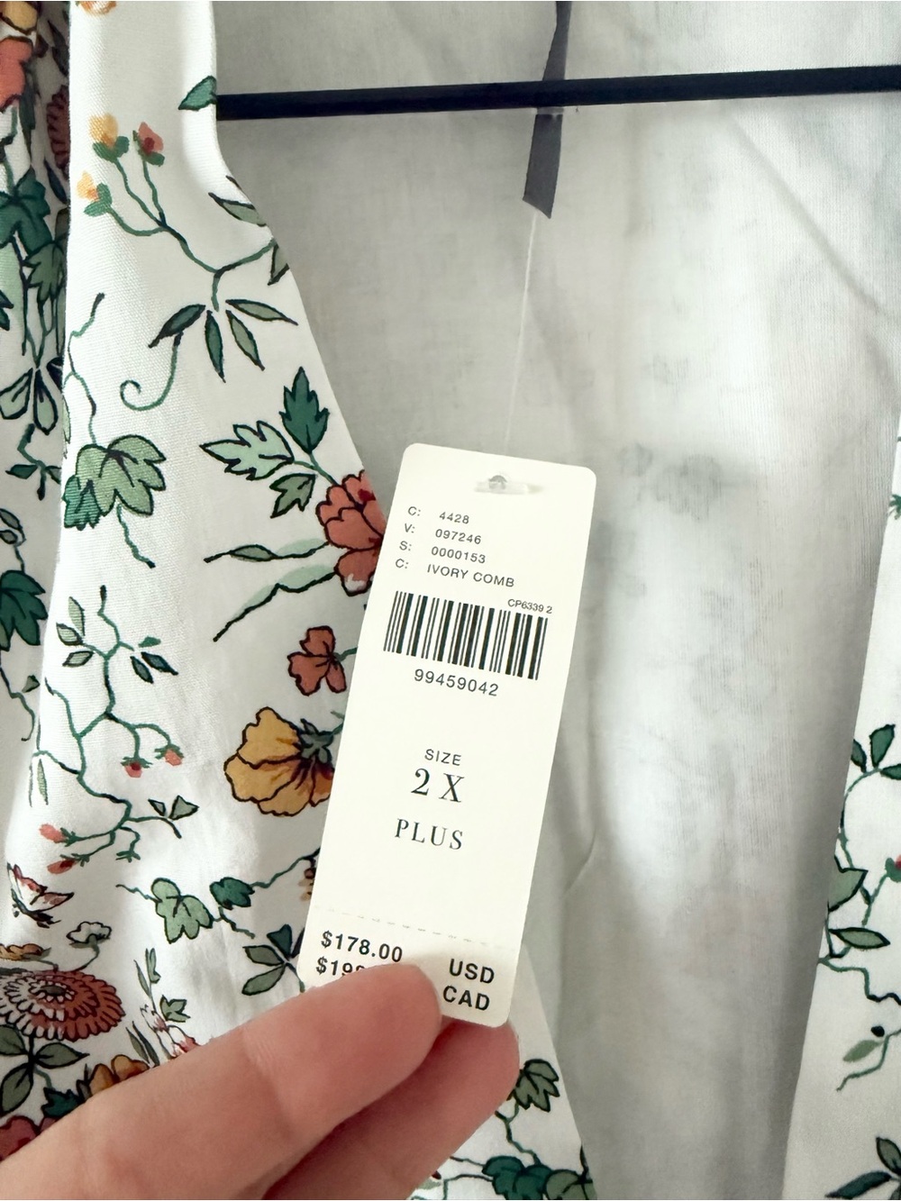 NWT Maeve Tommie Cap Sleeve Smocked Zip Front Midi Dress White Multi Floral 2X - Picture 7 of 8